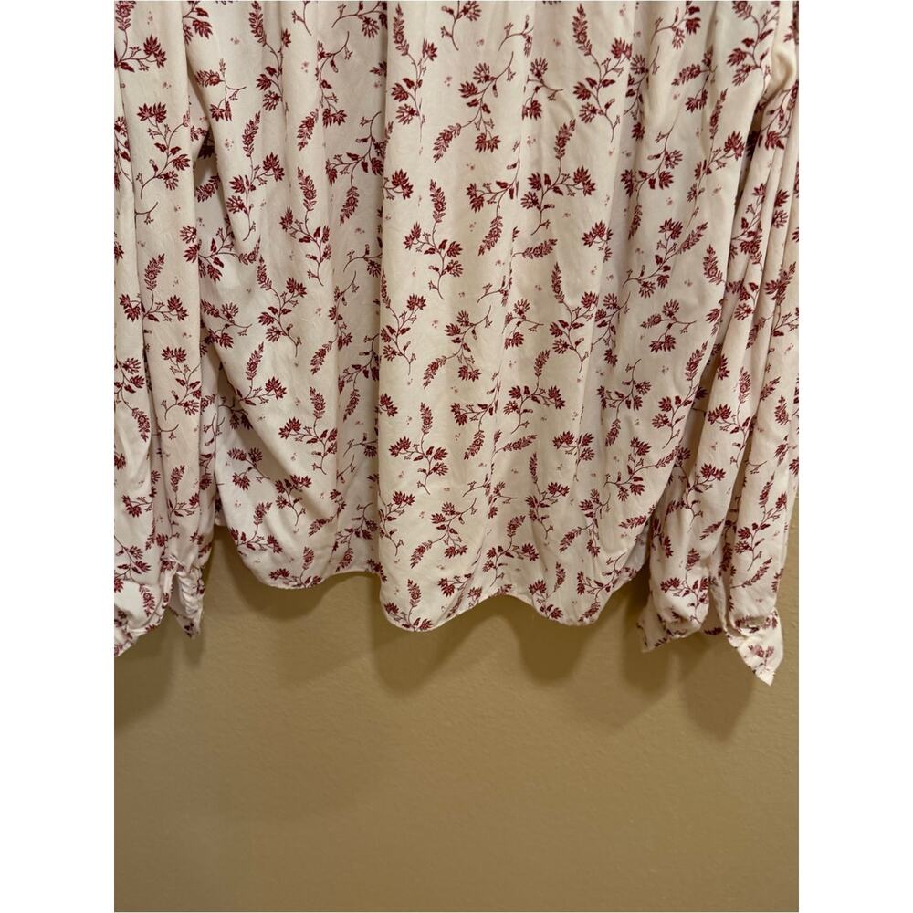 Frame Silk Blend Cream Blouse with Rust Floral Print Oversized Small - Picture 5 of 16